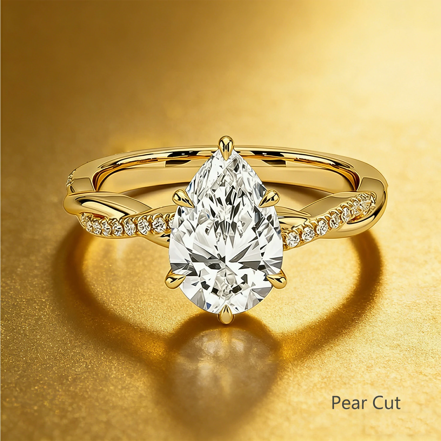 Bold&Chice 0.8-8CT Twisted Setting Moissanite Ring, Multi-Cut 18K Gold Plated  S925 Silver Lab Created Diamond Ring for Women