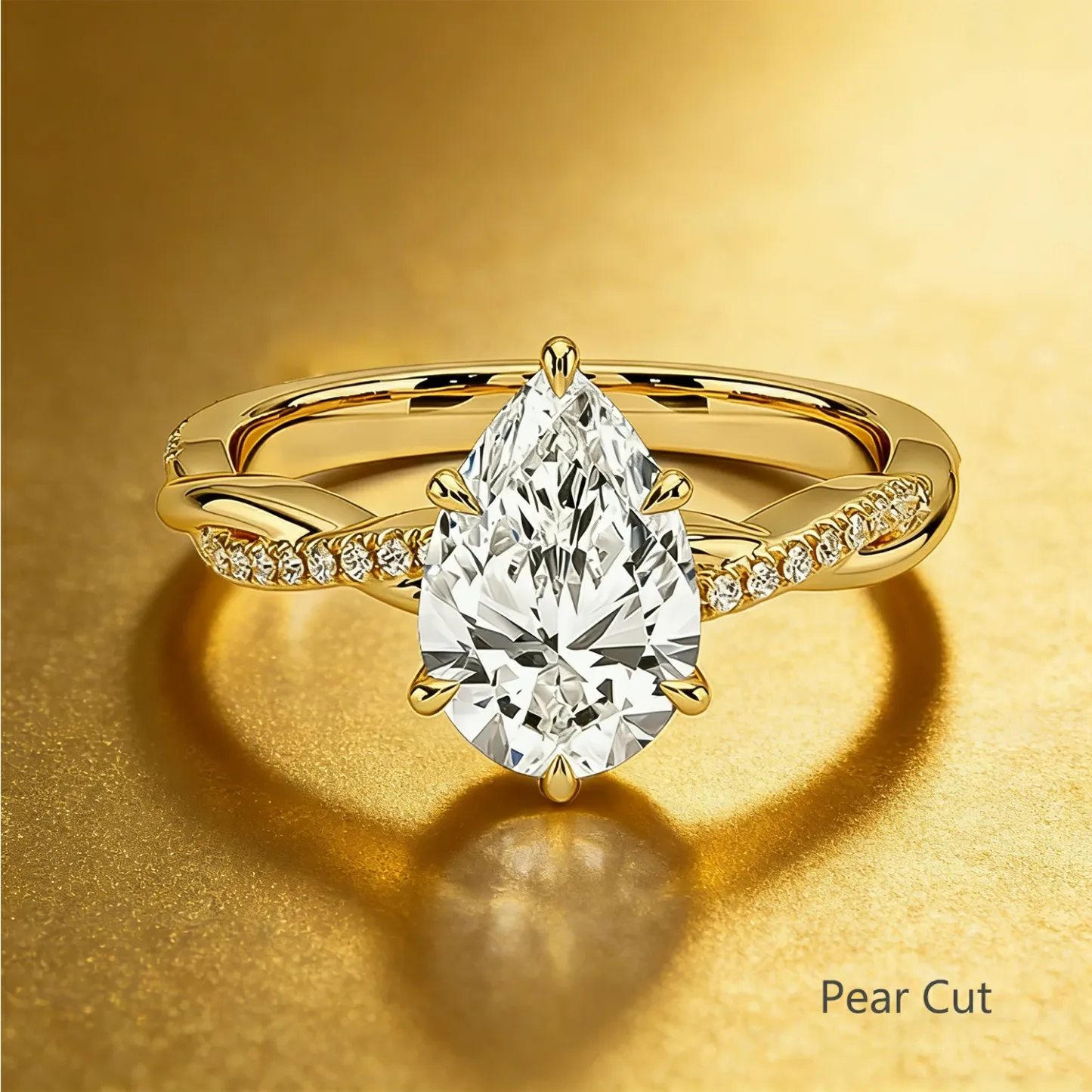 Bold&Chice 0.8-8CT Twisted Setting Moissanite Ring, Multi-Cut 18K Gold Plated  S925 Silver Lab Created Diamond Ring for Women