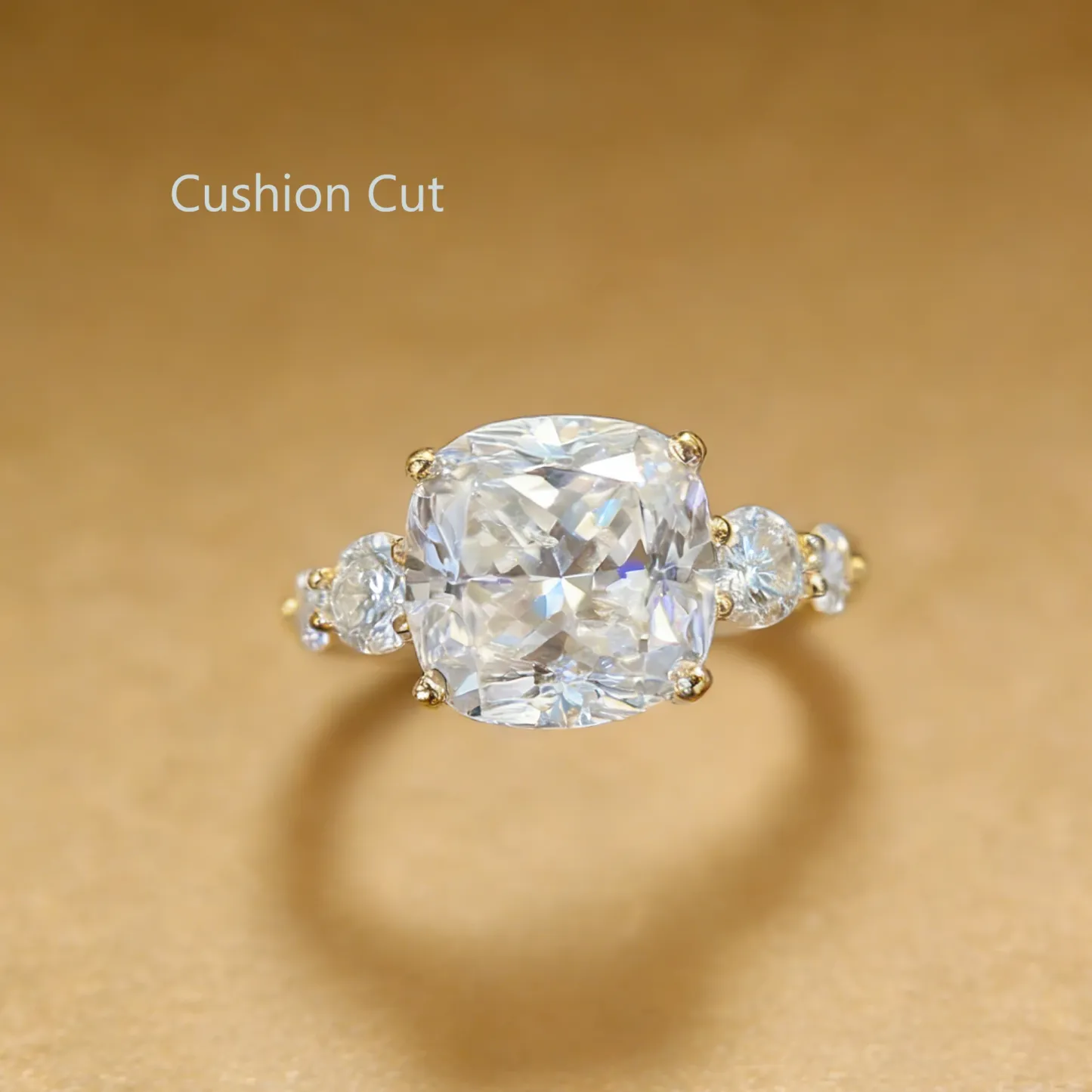 Bold&Chice 0.8-10CT Luxury Five-Stone Moissanite Ring, 18K Gold Plated S925 Silver Lab Created Diamond, Elegant Multi-Cut Statement Ring for Her