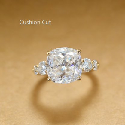 Bold&Chice 0.8-10CT Luxury Five-Stone Moissanite Ring, S925 Silver Lab Created Diamond, Elegant Multi-Cut Statement Ring for Her