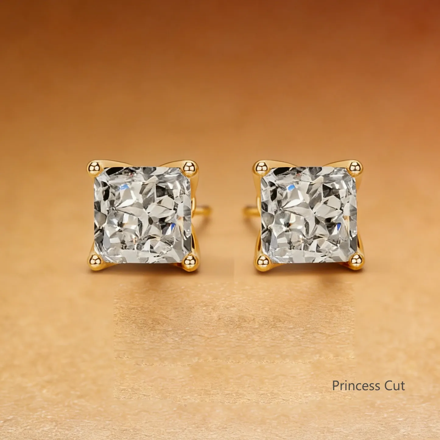 Bold&Chice 2CT Timeless Tulip Collet Moissanite Stud Earrings, 18K Gold Plated S925 Silver Lab Created Diamond, Elegant Floral Statement Earrings for Her