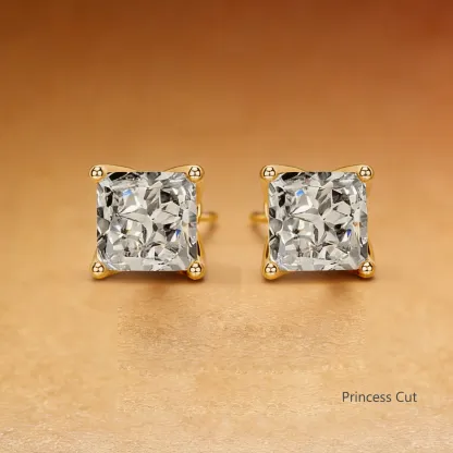 Bold&Chice 2CT Timeless Tulip Collet Moissanite Stud Earrings, 18K Gold Plated S925 Silver Lab Created Diamond, Elegant Floral Statement Earrings for Her