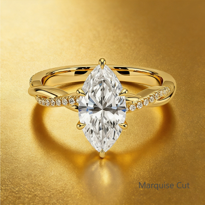 Bold&Chice 0.8-8CT Twisted Setting Moissanite Ring, Multi-Cut S925 Silver Lab Created Diamond Ring for Women