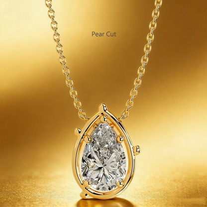 Bold&Chice 2-3CT Flora Series Moissanite Pendant Necklace, 18K Gold Plated S925 Silver Lab Created Diamond,Perfect Daily Wear & Birthday Gift for Women