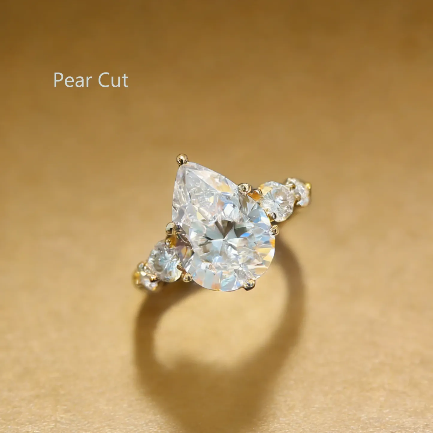 Bold&Chice 0.8-10CT Luxury Five-Stone Moissanite Ring, 18K Gold Plated S925 Silver Lab Created Diamond, Elegant Multi-Cut Statement Ring for Her