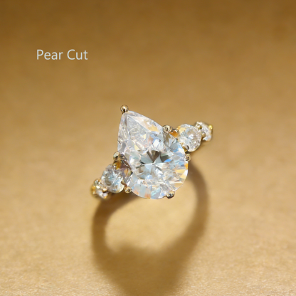 Bold&Chice 0.8-10CT Luxury Five-Stone Moissanite Ring, S925 Silver Lab Created Diamond, Elegant Multi-Cut Statement Ring for Her