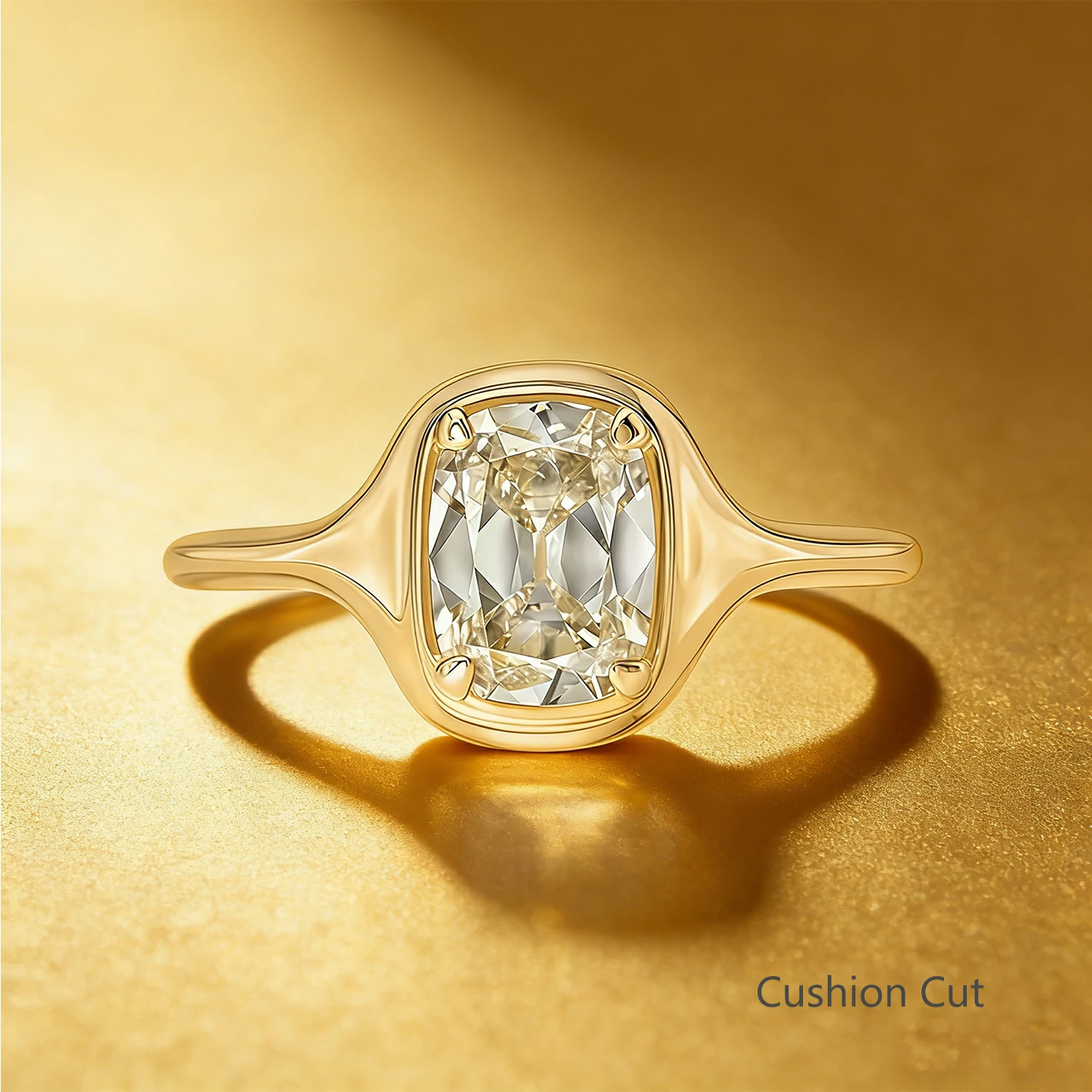 Bold&Chice 1-3CT East-West Setting Moissanite Ring, 18K Gold Plated S925 Silver Lab Created Diamond, Sleek Multi-Cut Statement Ring for Her