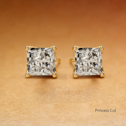 Bold&Chice 2CT Timeless Tulip Collet Moissanite Stud Earrings, S925 Silver Lab Created Diamond, Elegant Floral Statement Earrings for Her