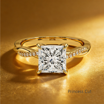 Bold&Chice 0.8-8CT Twisted Setting Moissanite Ring, Multi-Cut S925 Silver Lab Created Diamond Ring for Women