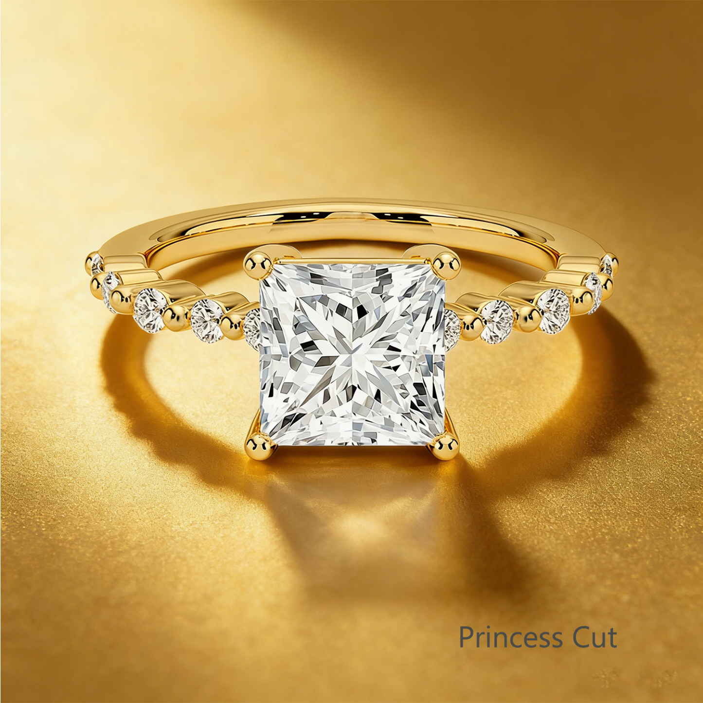 Bold&Chice 0.8-10CT Floating-Shared Prong Moissanite Ring, S925 Silver Lab Created Diamond, Sleek Multi-Cut Statement Ring for Her