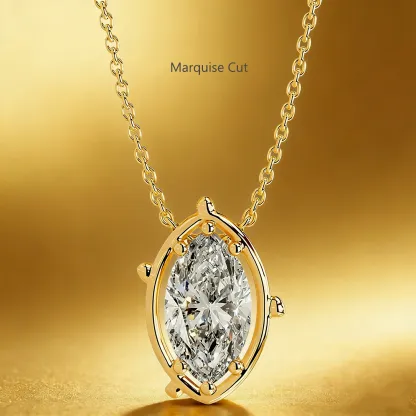 Bold&Chice 2-3CT Flora Series Moissanite Pendant Necklace, 18K Gold Plated S925 Silver Lab Created Diamond,Perfect Daily Wear & Birthday Gift for Women