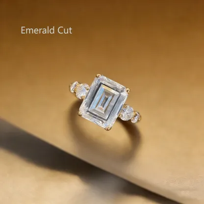 Bold&Chice 0.8-10CT Luxury Five-Stone Moissanite Ring, 18K Gold Plated S925 Silver Lab Created Diamond, Elegant Multi-Cut Statement Ring for Her