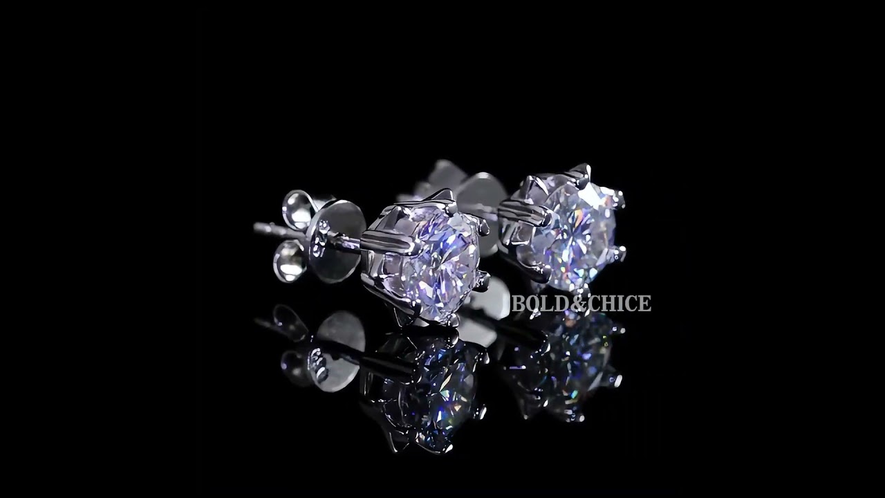 Bold&Chice Snowflake Starburst Moissanite Stud Earrings, 0.3CT-2CT S925 Silver Lab Created Diamond, D-Color Sparkling Statement Earrings