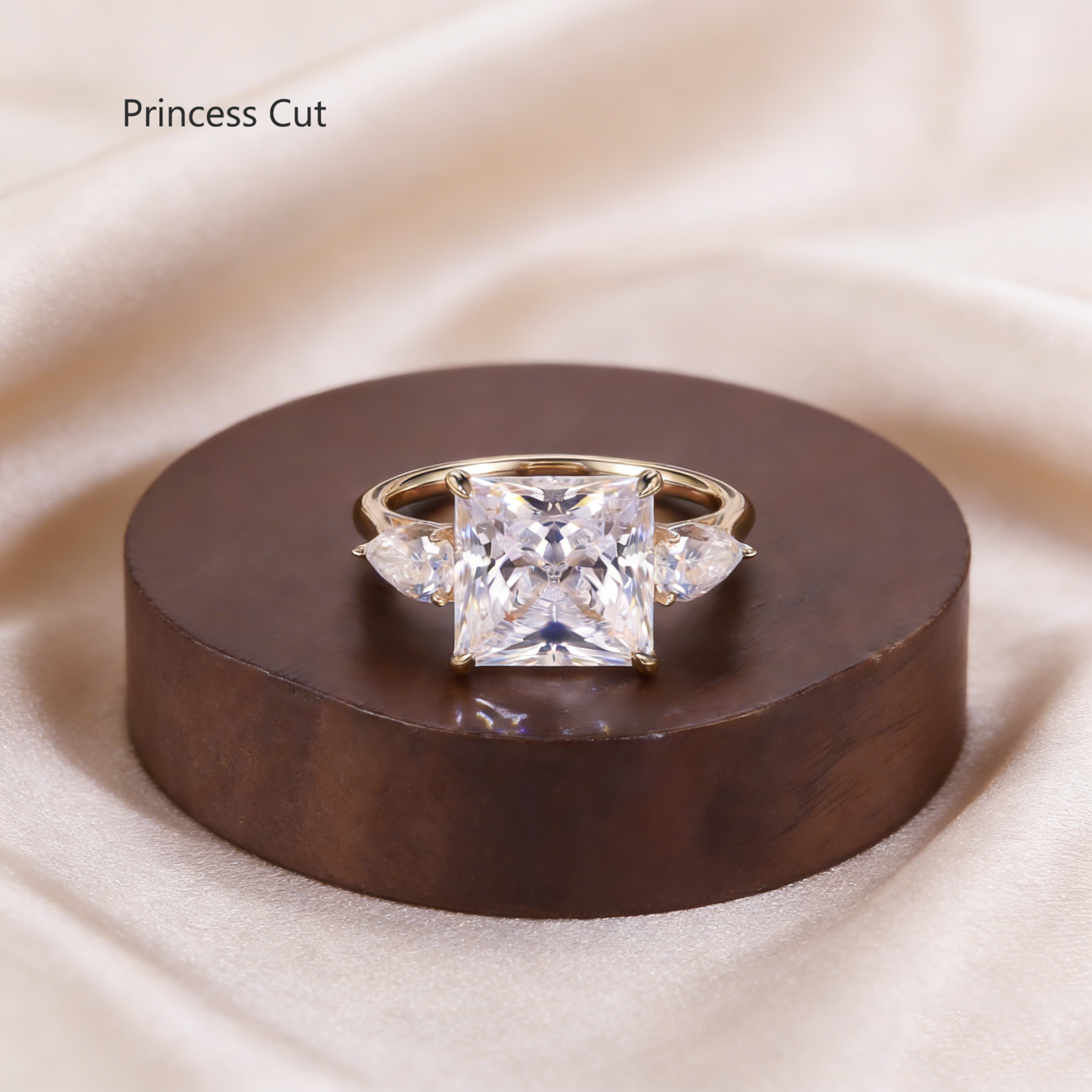 Bold&Chice 0.8-10CT Three-Stone Pear Side Moissanite Ring, S925 Silver Lab Created Diamond, Elegant Multi-Cut Statement Ring for Her