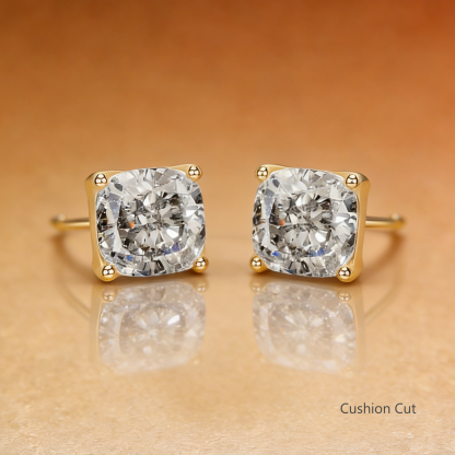 Bold&Chice 2CT Timeless Tulip Collet Moissanite Stud Earrings, S925 Silver Lab Created Diamond, Elegant Floral Statement Earrings for Her