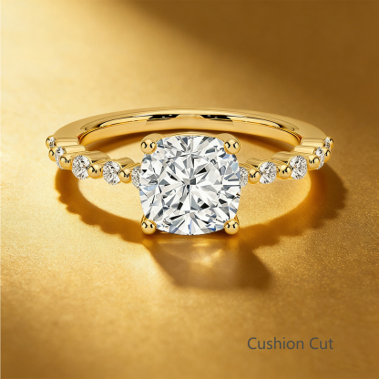 Bold&Chice 0.8-10CT Floating-Shared Prong Moissanite Ring, S925 Silver Lab Created Diamond, Sleek Multi-Cut Statement Ring for Her