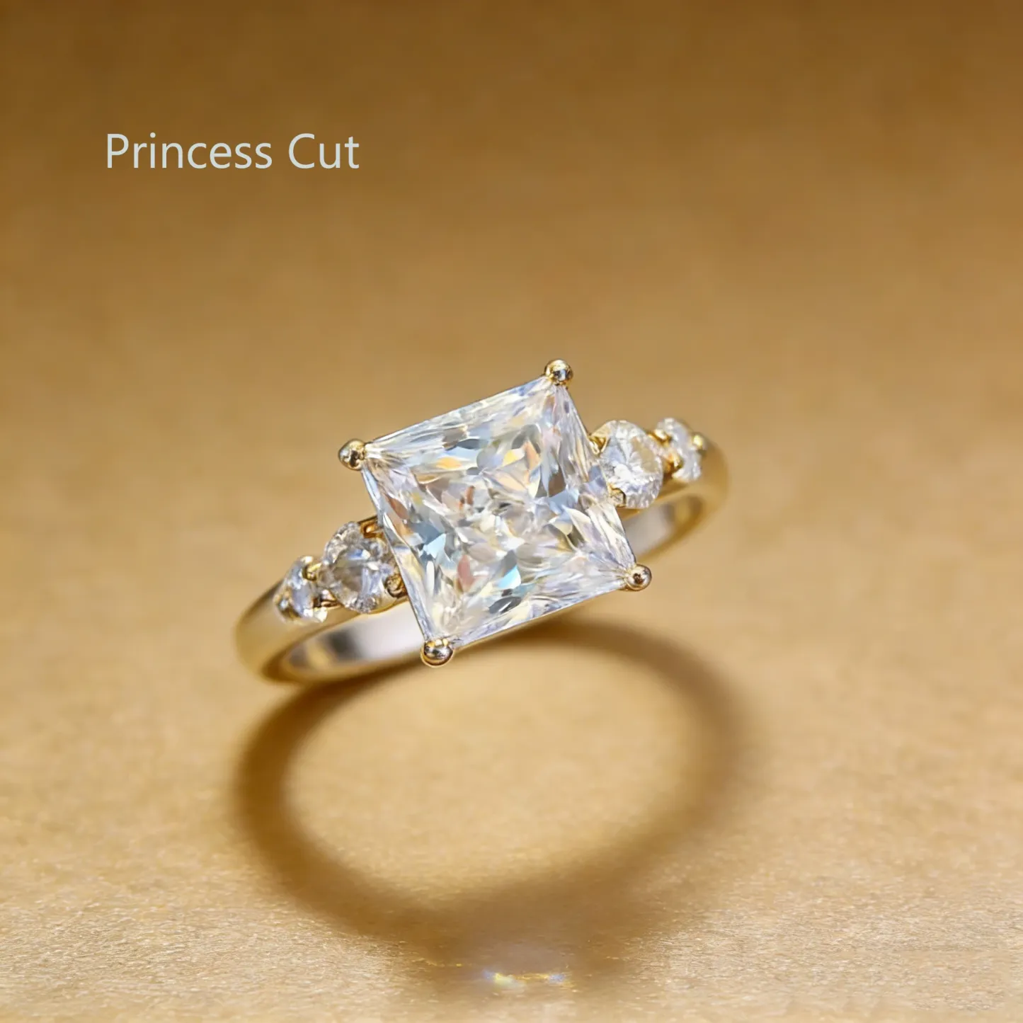 Bold&Chice 0.8-10CT Luxury Five-Stone Moissanite Ring, 18K Gold Plated S925 Silver Lab Created Diamond, Elegant Multi-Cut Statement Ring for Her