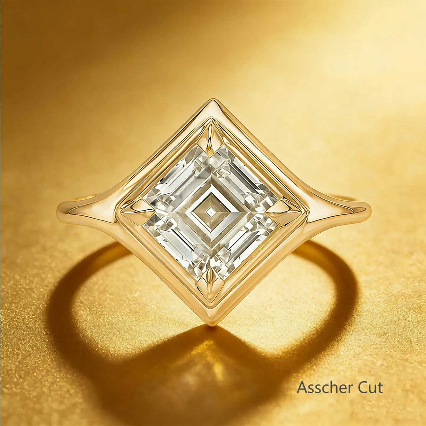 Bold&Chice 1-3CT East-West Setting Moissanite Ring, 18K Gold Plated S925 Silver Lab Created Diamond, Sleek Multi-Cut Statement Ring for Her