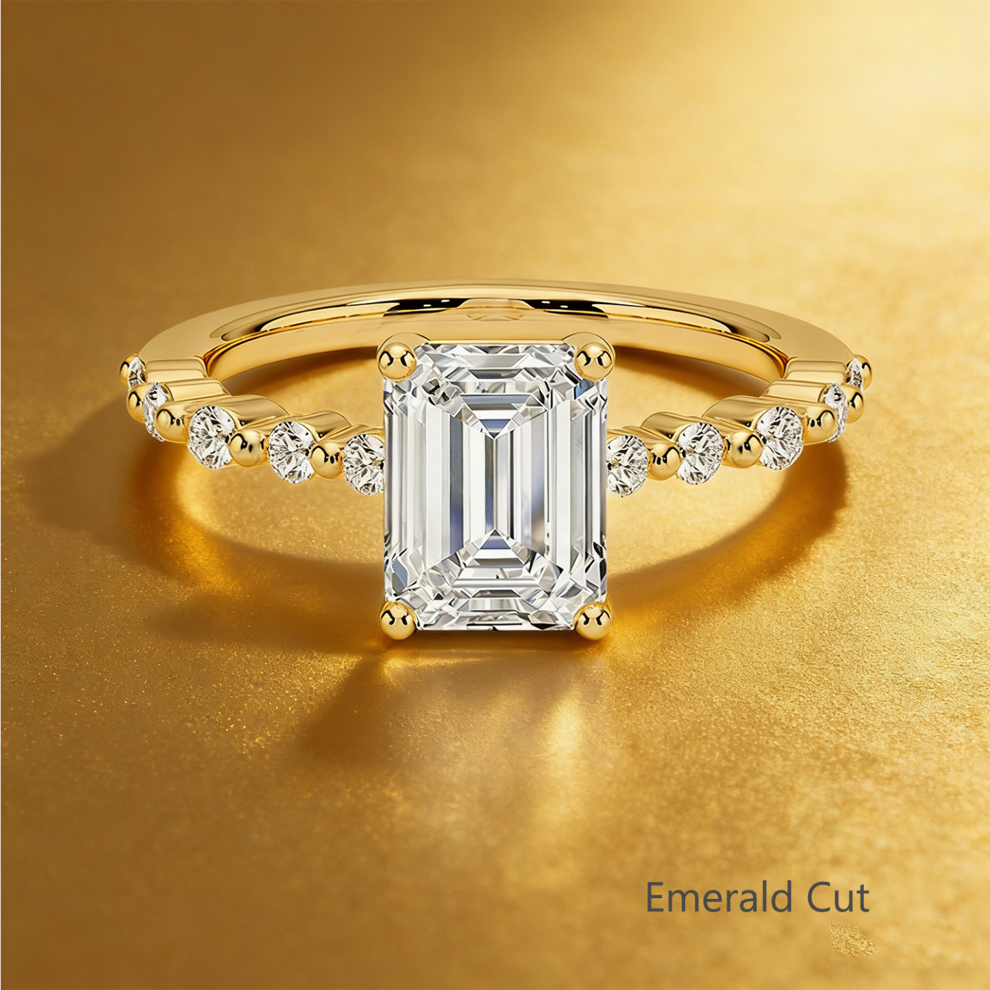 Bold&Chice 0.8-10CT Floating-Shared Prong Moissanite Ring, S925 Silver Lab Created Diamond, Sleek Multi-Cut Statement Ring for Her