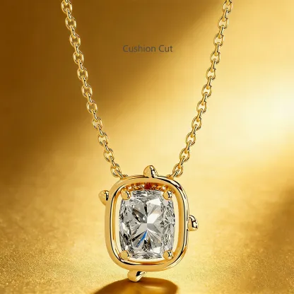 Bold&Chice 2-3CT Flora Series Moissanite Pendant Necklace, 18K Gold Plated S925 Silver Lab Created Diamond,Perfect Daily Wear & Birthday Gift for Women