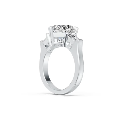 Bold&Chice Heart Cut Moissanite Engagement Ring, Three Stone with Baguette Side Stones, S925 Silver Lab Created Diamond Ring