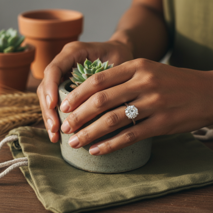 Bold&Chice Lab-Created Moissanite Ring, S925 Silver 6-Prong Promise Ring, 0.3/0.5/1/2CT