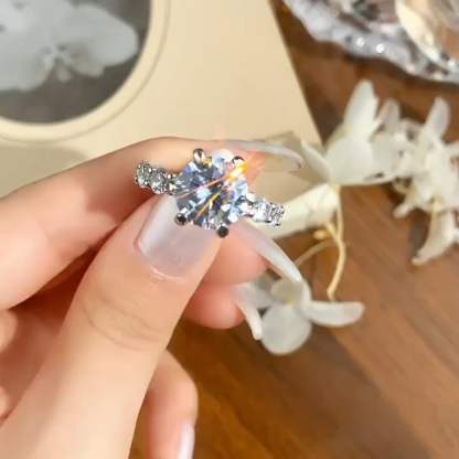 Bold&Chice 3CT Round Moissanite Engagement Ring, Full Eternity Pave Band,Lab Created Diamond Ring, S925 Silver Promise Ring for Women