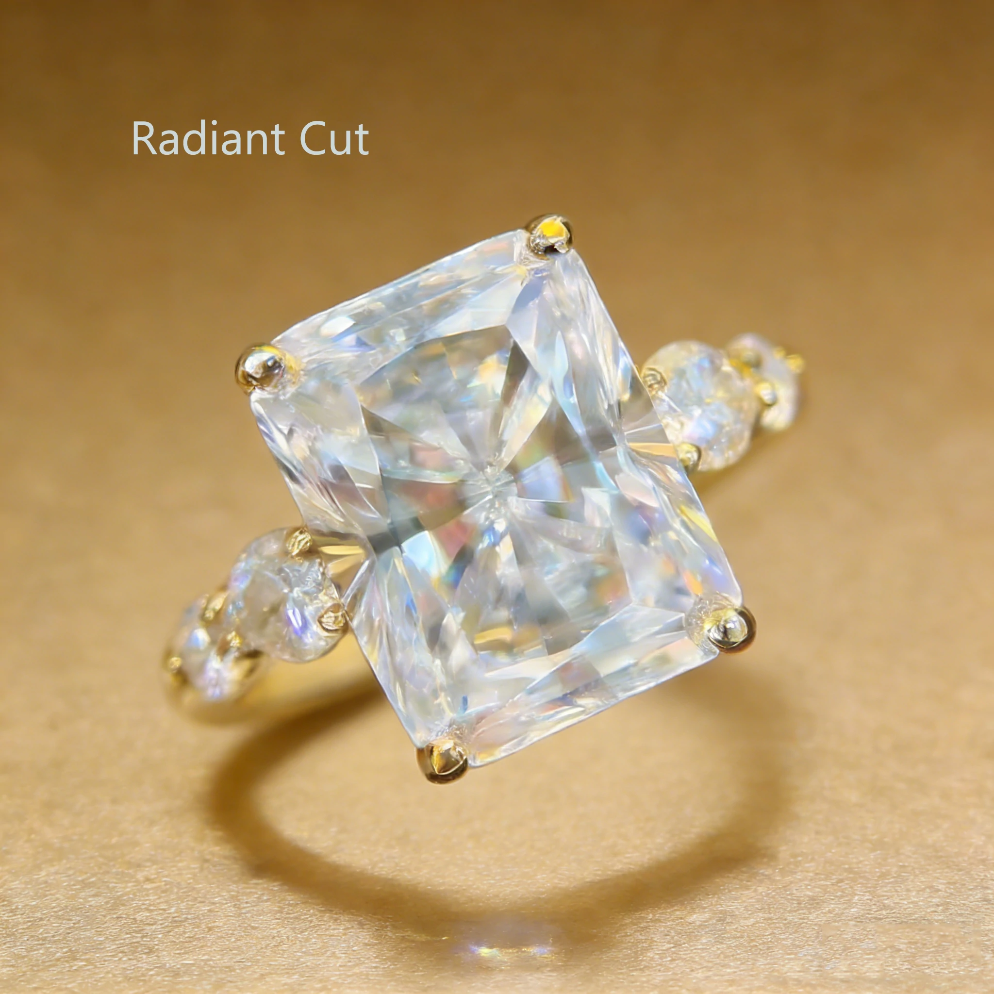 Bold&Chice 0.8-10CT Luxury Five-Stone Moissanite Ring, 18K Gold Plated S925 Silver Lab Created Diamond, Elegant Multi-Cut Statement Ring for Her