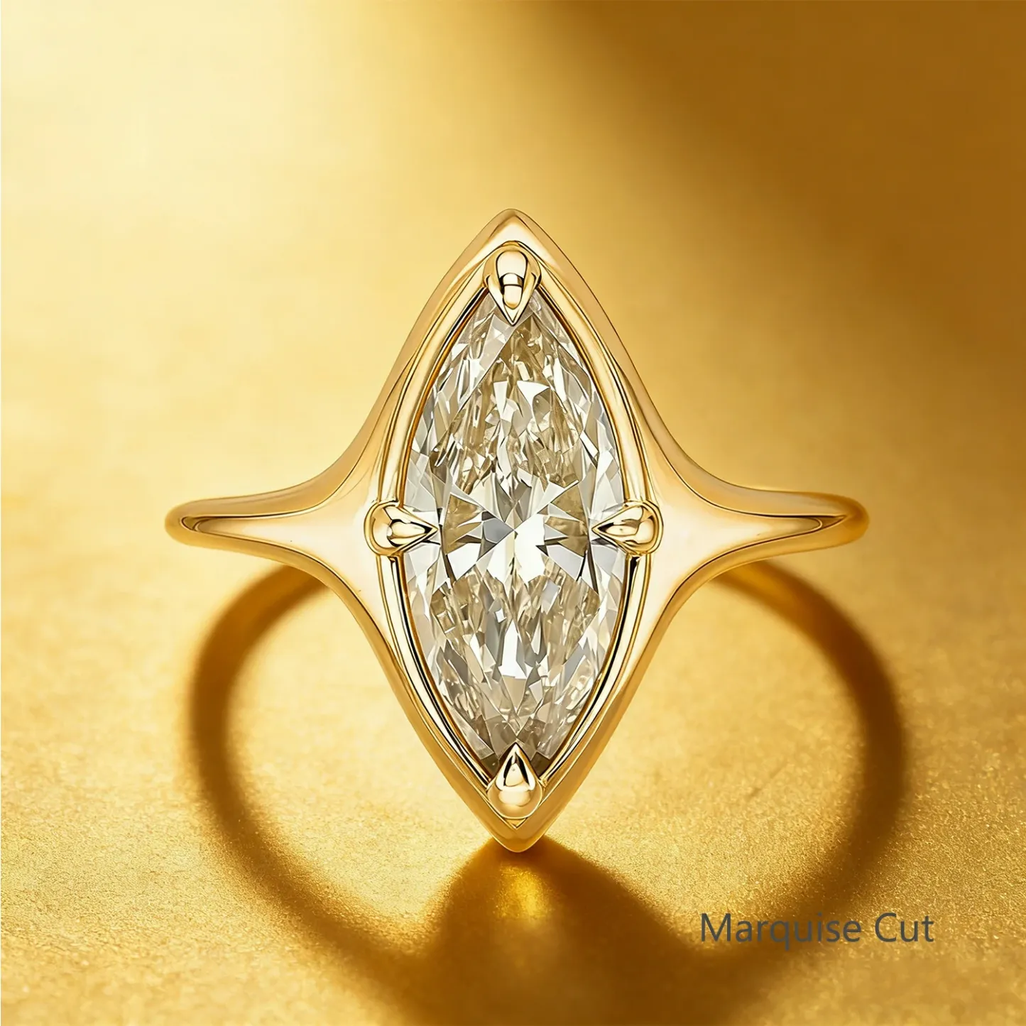 Bold&Chice 1-3CT East-West Setting Moissanite Ring, 18K Gold Plated S925 Silver Lab Created Diamond, Sleek Multi-Cut Statement Ring for Her