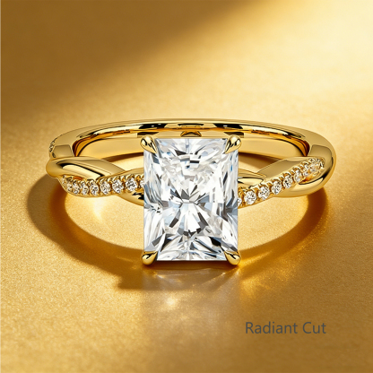 Bold&Chice 0.8-8CT Twisted Setting Moissanite Ring, Multi-Cut S925 Silver Lab Created Diamond Ring for Women