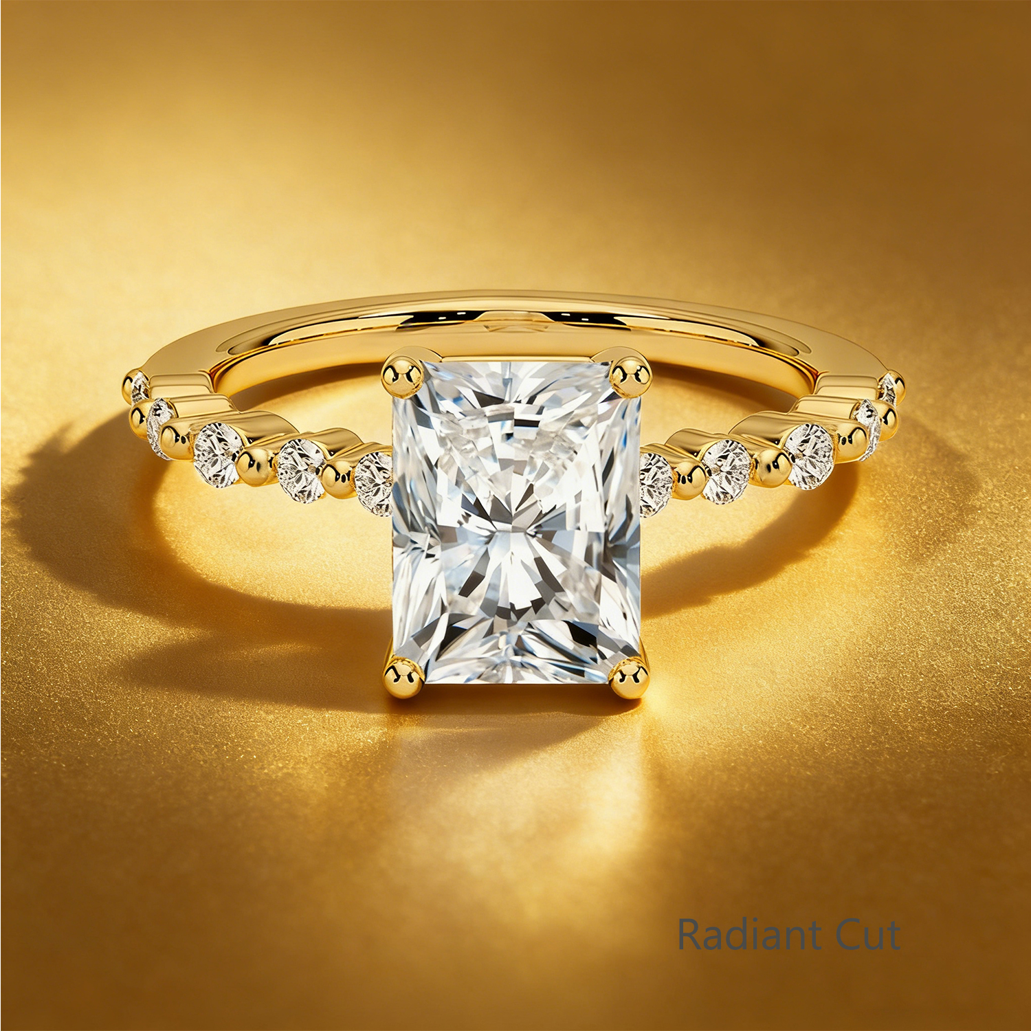 Bold&Chice 0.8-10CT Floating-Shared Prong Moissanite Ring, S925 Silver Lab Created Diamond, Sleek Multi-Cut Statement Ring for Her