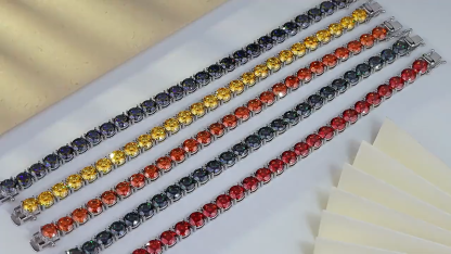 Bold&Chice Luxury Colorful Pave Moissanite Tennis Bracelet, S925 Silver Lab Created Diamond, Shiny Multicolor Statement Bracelet for Her