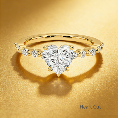 Bold&Chice 0.8-10CT Floating-Shared Prong Moissanite Ring, S925 Silver Lab Created Diamond, Sleek Multi-Cut Statement Ring for Her