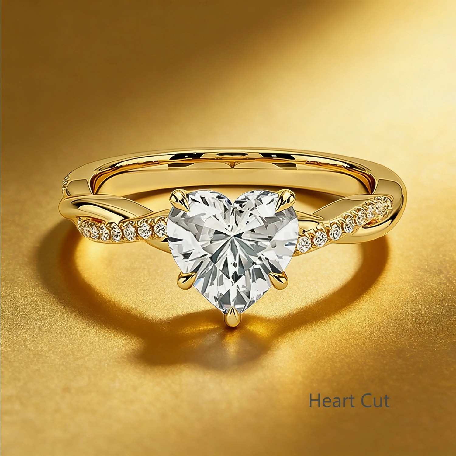 Bold&Chice 0.8-8CT Twisted Setting Moissanite Ring, Multi-Cut 18K Gold Plated  S925 Silver Lab Created Diamond Ring for Women