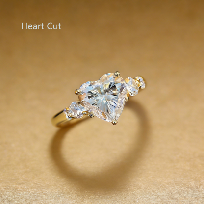 Bold&Chice 0.8-10CT Luxury Five-Stone Moissanite Ring, S925 Silver Lab Created Diamond, Elegant Multi-Cut Statement Ring for Her