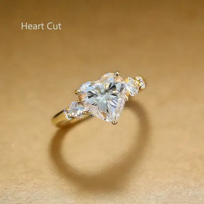 Bold&Chice 0.8-10CT Luxury Five-Stone Moissanite Ring, 18K Gold Plated S925 Silver Lab Created Diamond, Elegant Multi-Cut Statement Ring for Her