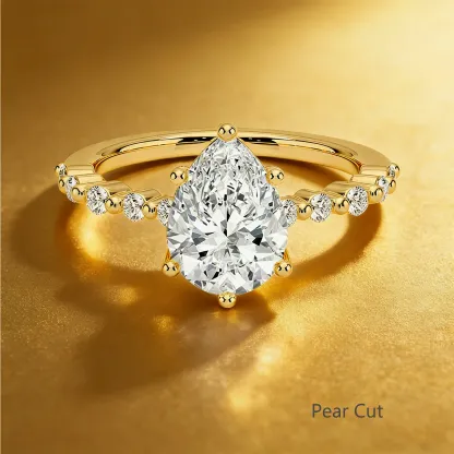 Bold&Chice 0.8-10CT Floating-Shared Prong Moissanite Ring, 18K Gold Plated S925 Silver Lab Created Diamond, Sleek Multi-Cut Statement Ring for Her