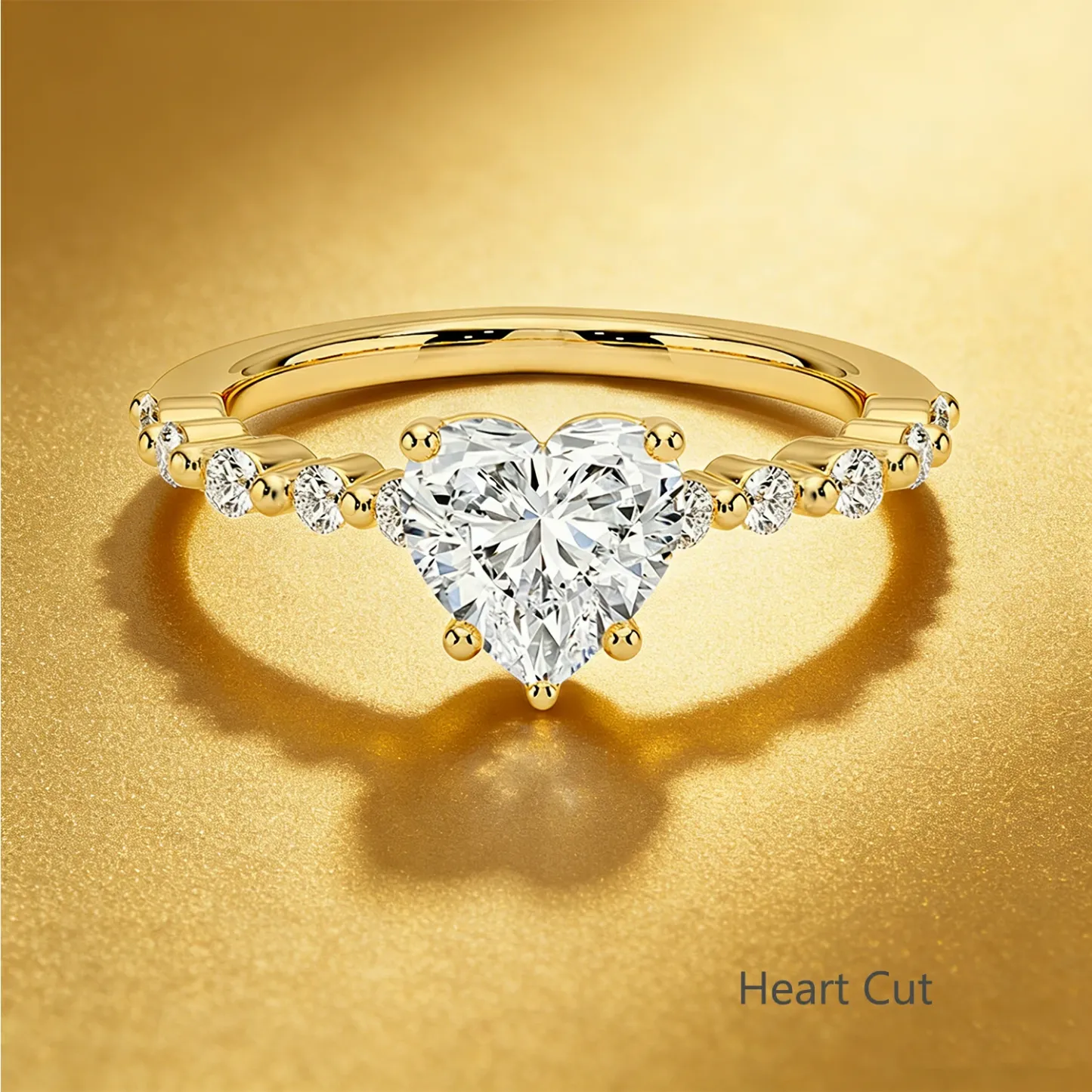 Bold&Chice 0.8-10CT Floating-Shared Prong Moissanite Ring, 18K Gold Plated S925 Silver Lab Created Diamond, Sleek Multi-Cut Statement Ring for Her