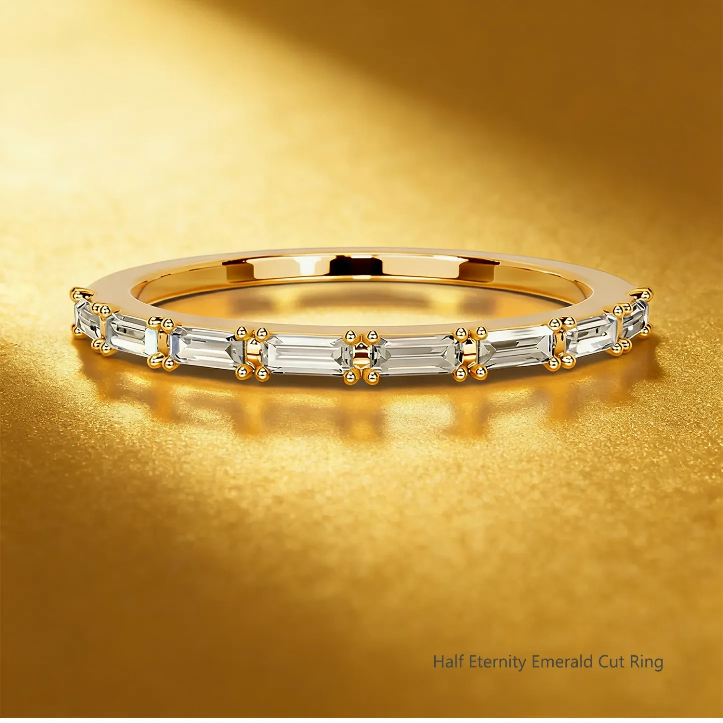 Bold&Chice 0.5-1CT Eternity Band Moissanite Ring, 18K Gold Plated S925 Silver Lab Created Diamond, Timeless Multi-Style Statement Ring for Her