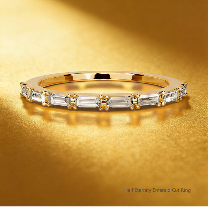 Bold&Chice 0.5-1CT Eternity Band Moissanite Ring, 18K Gold Plated S925 Silver Lab Created Diamond, Timeless Multi-Style Statement Ring for Her