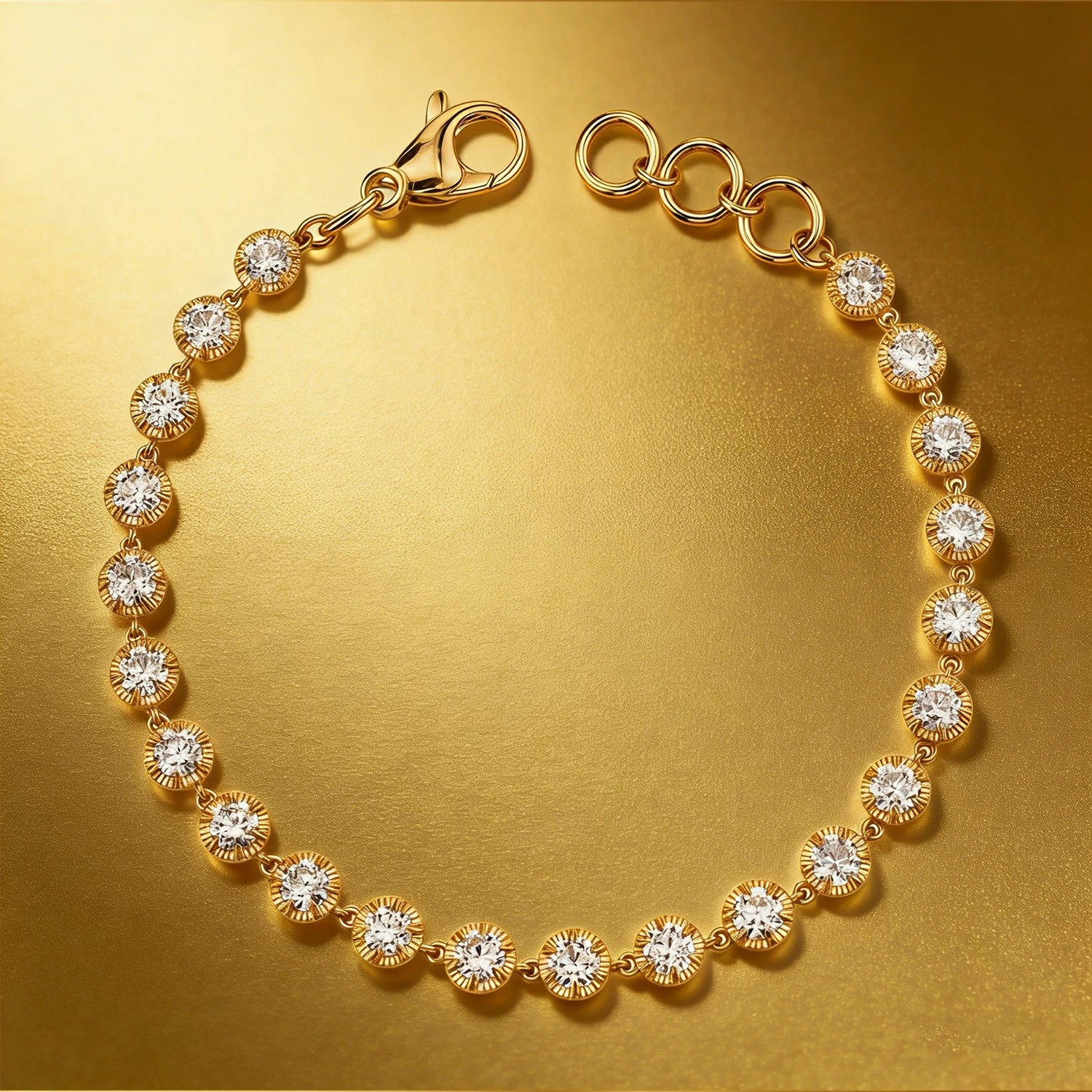 Bold&Chice 1-2CT Sunburst Bezel Moissanite Jewelry Set, 18K Gold Plated S925 Silver Lab Created Diamond, Complete Matching Statement Set  (Ring/Necklace/Earrings/Bracelet)