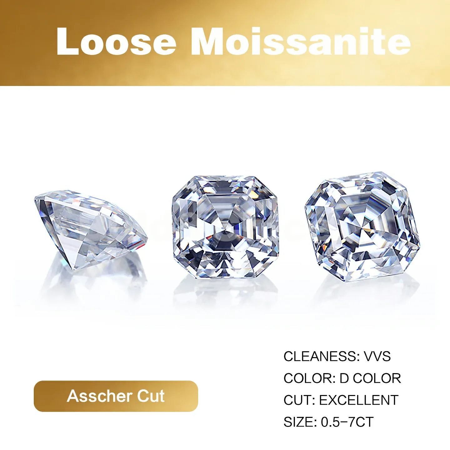Bold&Chice Moissanite Loose Stone Asscher Cut, 0.15-7CT With Unique Laser Inscription, D Color VVS1 8Heart & 8Arrow Cut, Ideal for Collection & Jewelry Design