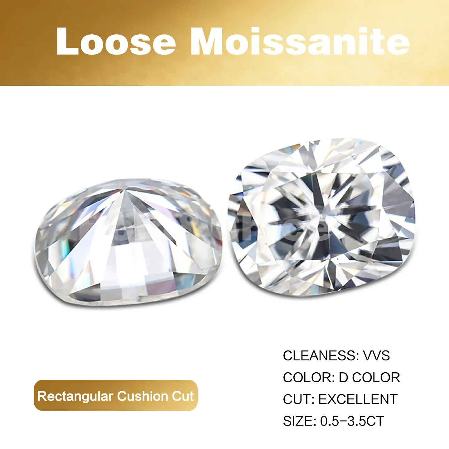 Bold&Chice Moissanite Loose Stone Baguette Cushion Cut, 0.5-3.5CT With Unique Laser Inscription, D Color VVS1 8Heart & 8Arrow Cut, Ideal for Collection & Jewelry Design