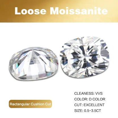 Bold&Chice Moissanite Loose Stone Baguette Cushion Cut, 0.5-3.5CT With Unique Laser Inscription, D Color VVS1 8Heart & 8Arrow Cut, Ideal for Collection & Jewelry Design