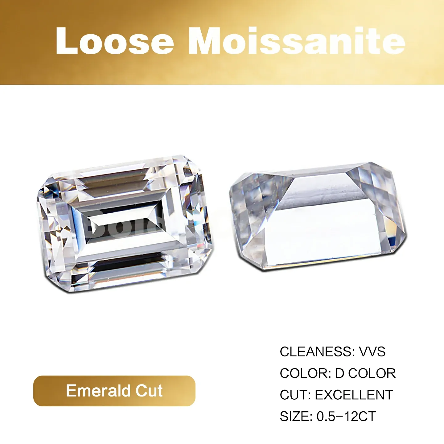 Bold&Chice Moissanite Loose Stone Emerald Cut, 0.1-12CT With Unique Laser Inscription, D Color VVS1 8Heart & 8Arrow Cut, Ideal for Collection & Jewelry Design