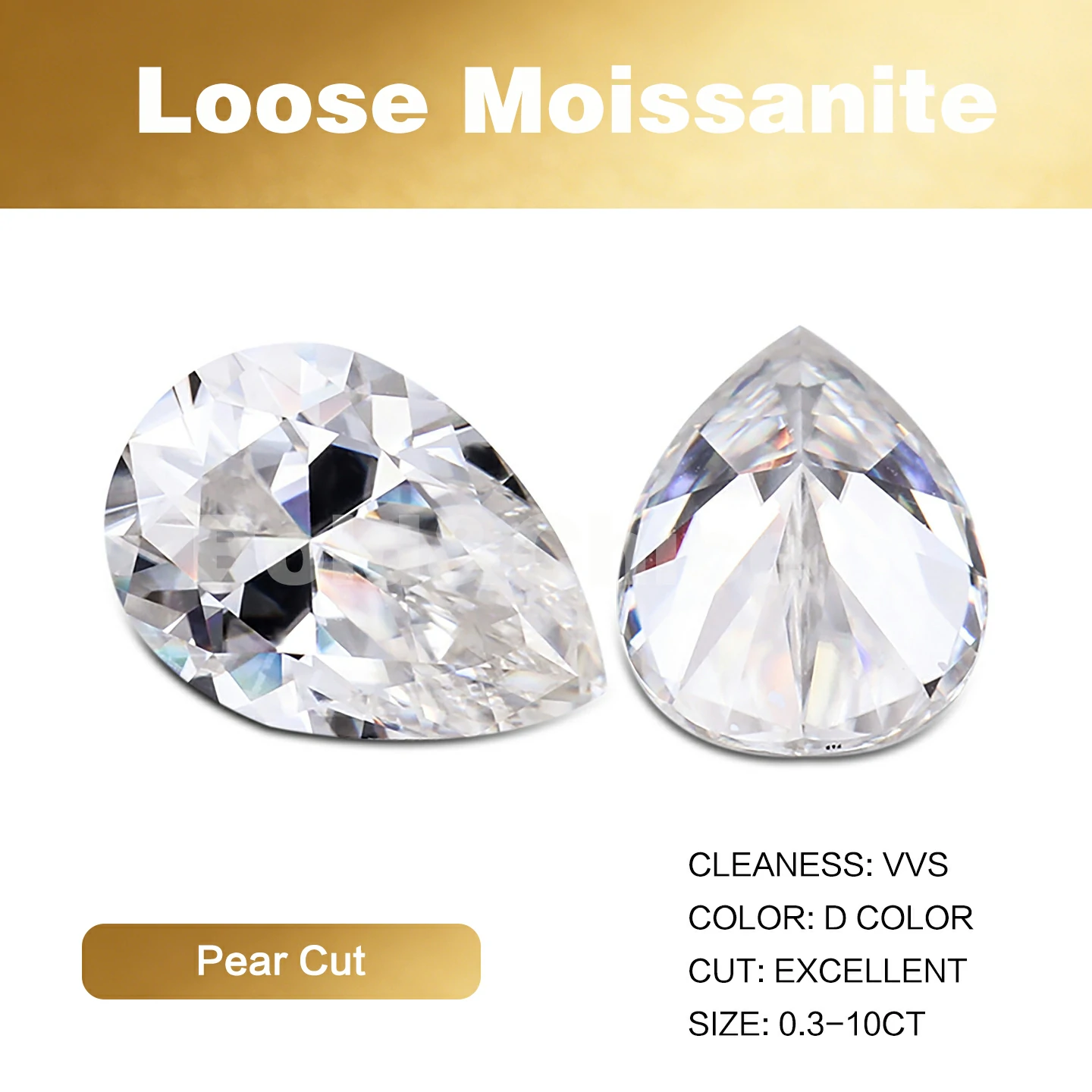 Bold&Chice Moissanite Loose Stone Pear Cut, 0.3-10CT With Unique Laser Inscription, D Color VVS1 8Heart & 8Arrow Cut, Ideal for Collection & Jewelry Design