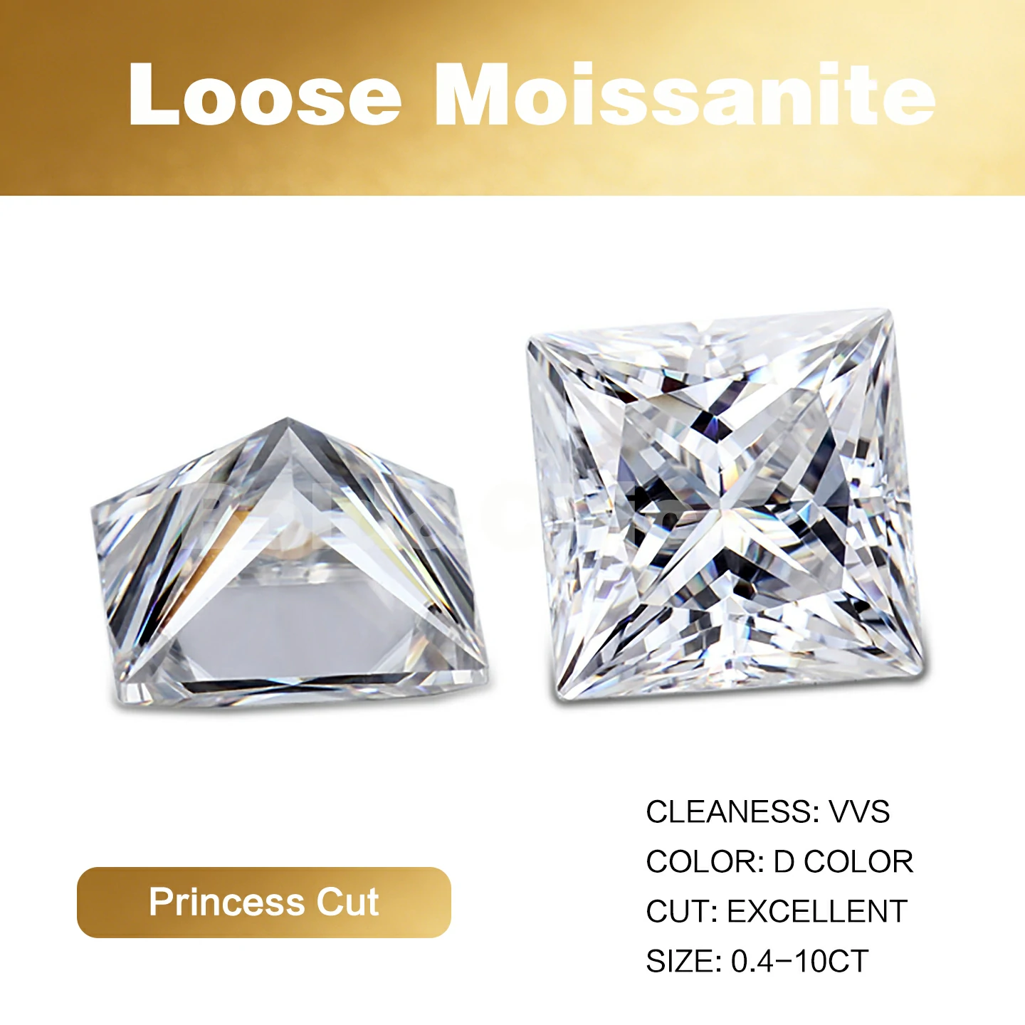 Bold&Chice Moissanite Loose Stone Princess Cut, 0.05-10CT With Unique Laser Inscription, D Color VVS1 8Heart & 8Arrow Cut, Ideal for Collection & Jewelry Design