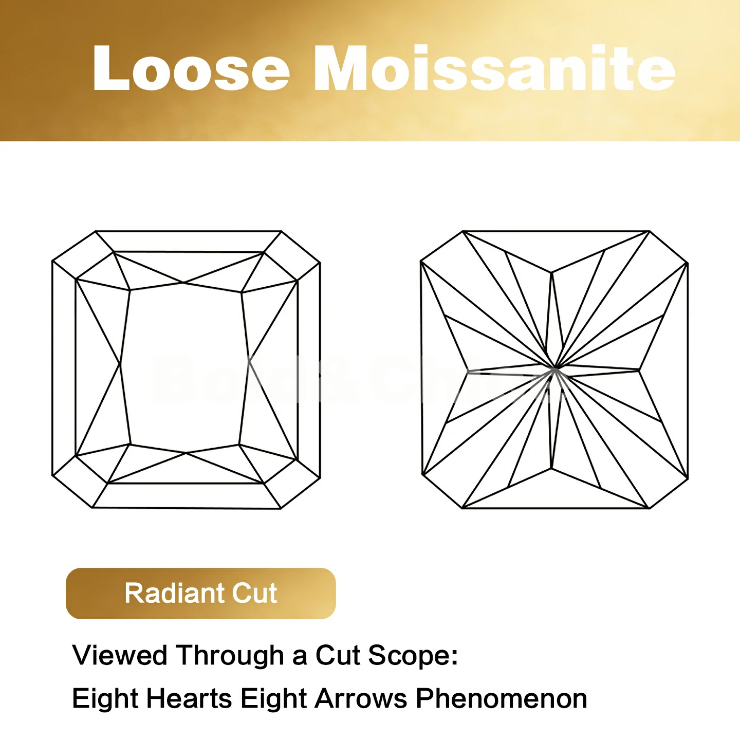 Bold&Chice Moissanite Loose Stone Radiant Cut, 0.2-10CT With Unique Laser Inscription, D Color VVS1 8Heart & 8Arrow Cut, Ideal for Collection & Jewelry Design