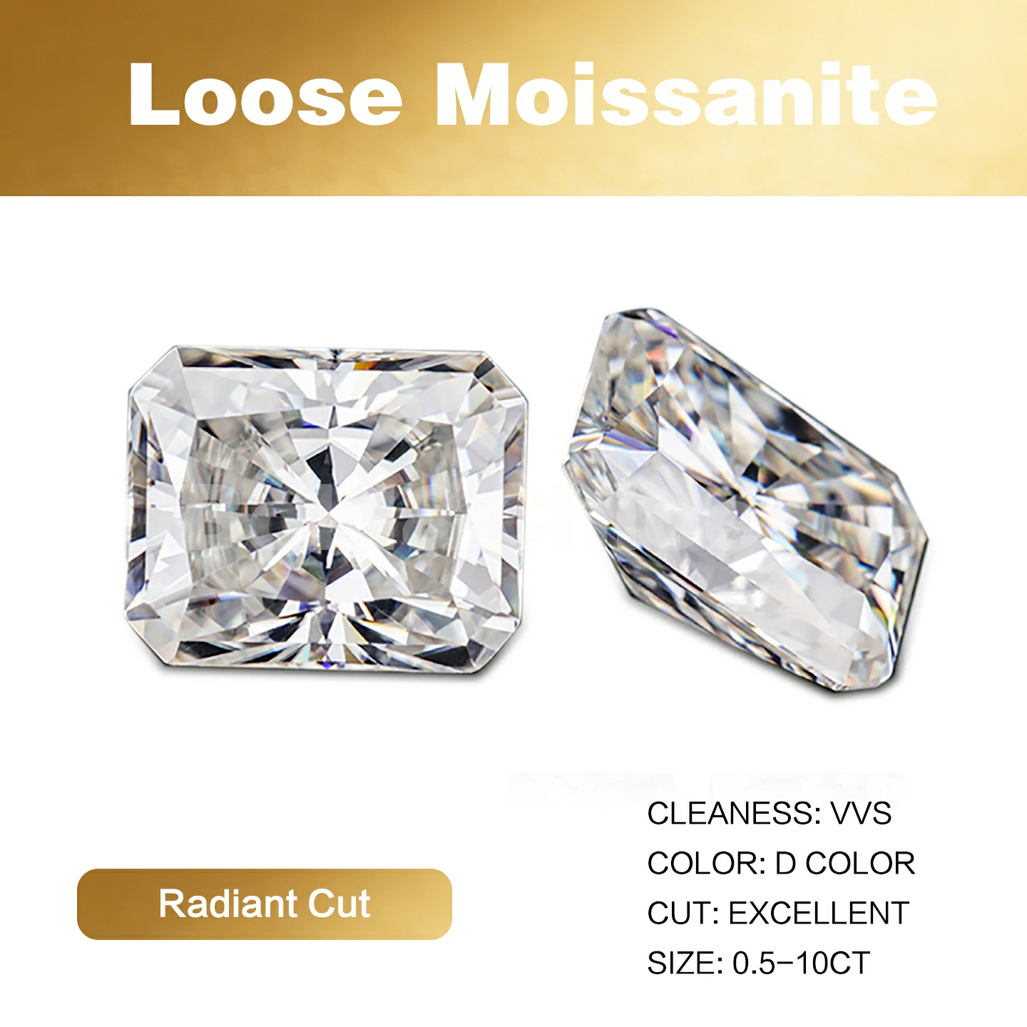 Bold&Chice Moissanite Loose Stone Radiant Cut, 0.2-10CT With Unique Laser Inscription, D Color VVS1 8Heart & 8Arrow Cut, Ideal for Collection & Jewelry Design