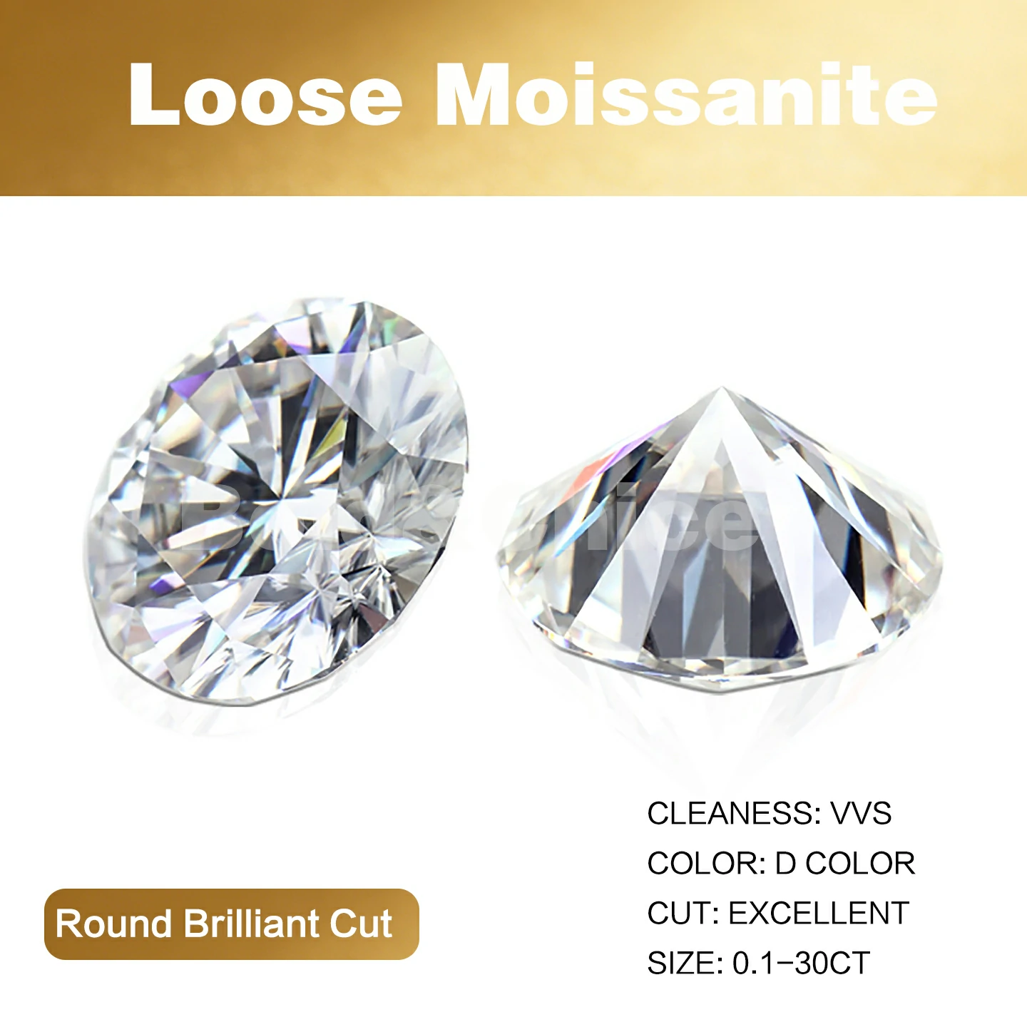 Bold&Chice Moissanite Loose Stone Round Brilliant Cut, 0.1-30CT With Unique Laser Inscription, D Color VVS1 8Heart & 8Arrow Cut, Ideal for Collection & Jewelry Design